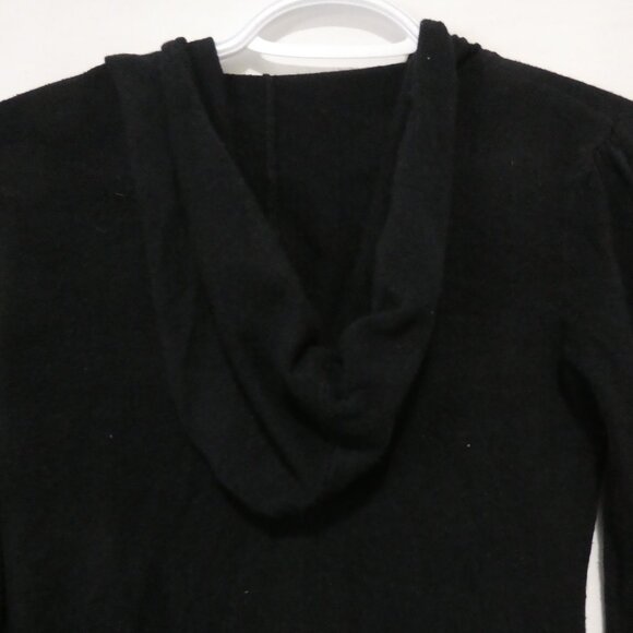 CAFEBRAND - Limited Edition | small | Solid Black Zip-Up Hooded Knit Sweater - Picture 12 of 16